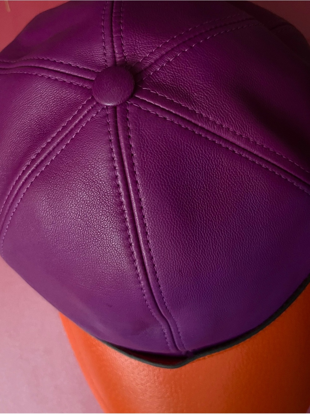 Gucci Two-Tone Purple and Orange Leather Cap 100 % Authentic - Picture 4 of 16